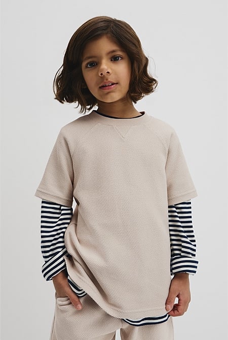 Organically Grown Cotton Relaxed Waffle Short Sleeve T-Shirt