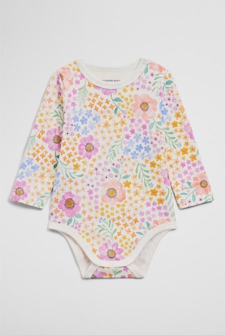 Jersey Print Long Sleeve Bodysuit