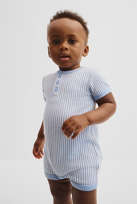 Short Sleeve Waffle Romper