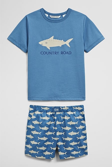 Short Sleeve Shark Pyjama Set