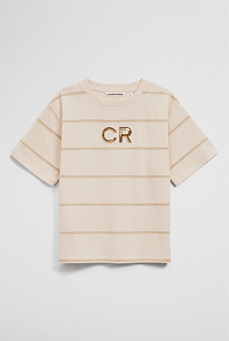 Short Sleeve Sequin Logo T-Shirt