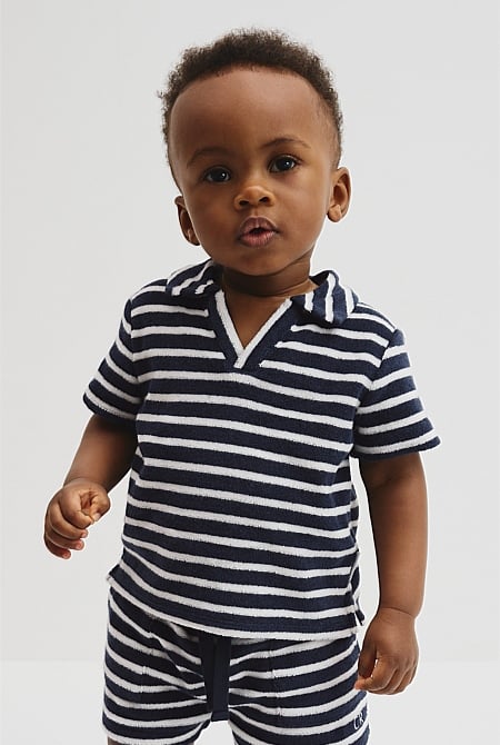 Relaxed Fit Stripe Terry Polo