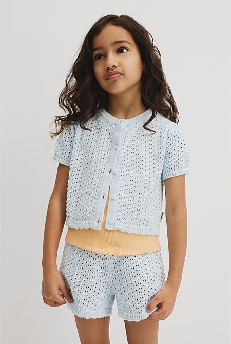 Short Sleeve Detail Knit T-Shirt