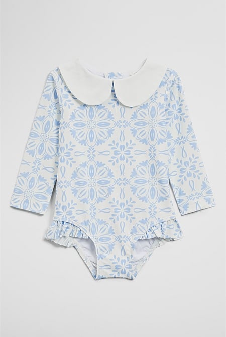 Long Sleeve Spot One Piece Swimsuit