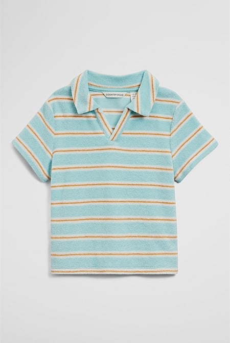 Relaxed Fit Stripe Terry Polo