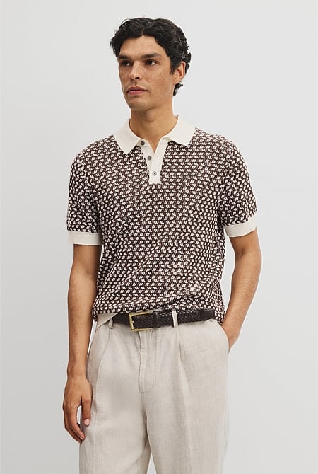 Australian Cotton Jacquard Knit Polo
