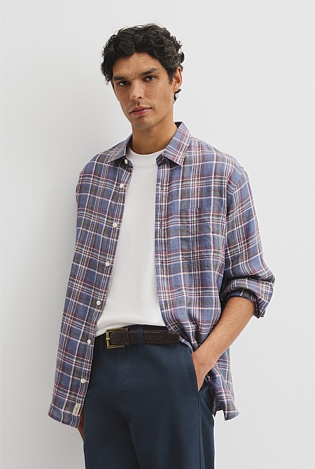 Regular Fit Linen Check Shirt