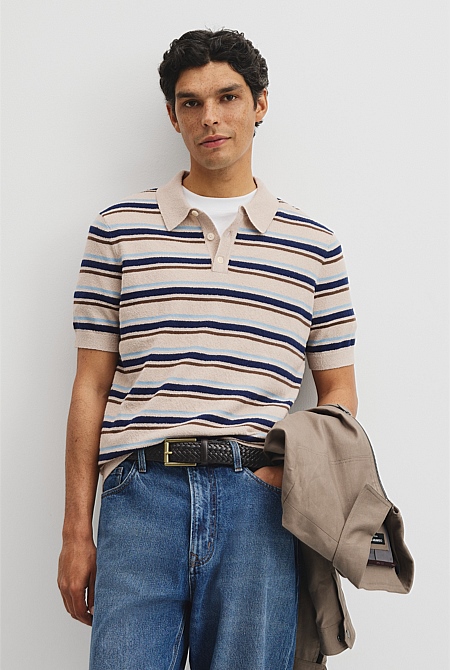 Boucle Stripe Knit Polo