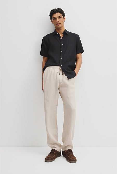 Relaxed Fit Linen Drawcord Pant