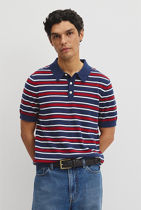 Boucle Stripe Knit Polo