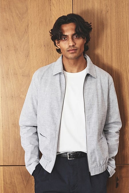 Cotton Linen Houndstooth Jacket