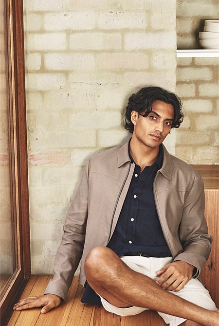 Cotton Linen Blend Zip Through Jacket