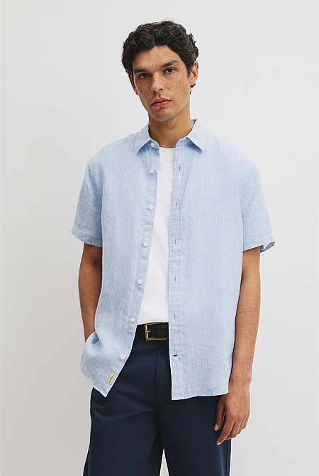 Regular Fit Short Sleeve Linen Shirt