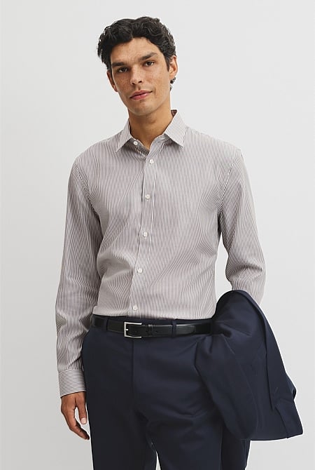 Slim Fit Stripe Travel Shirt