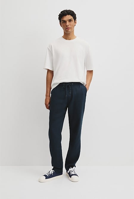 Relaxed Fit Linen Drawcord Pant