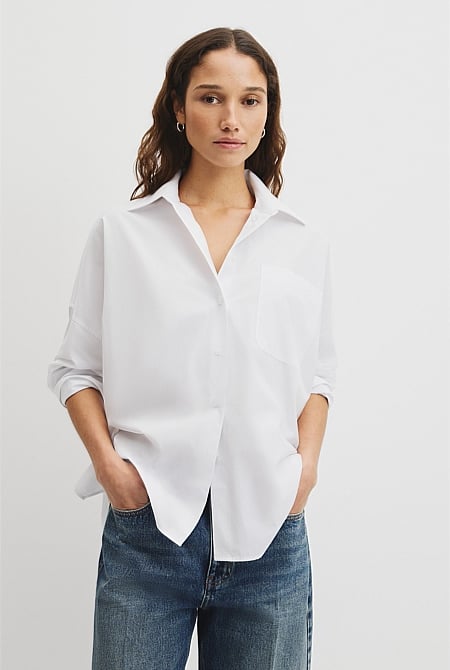 Drape Sleeve Cotton Shirt