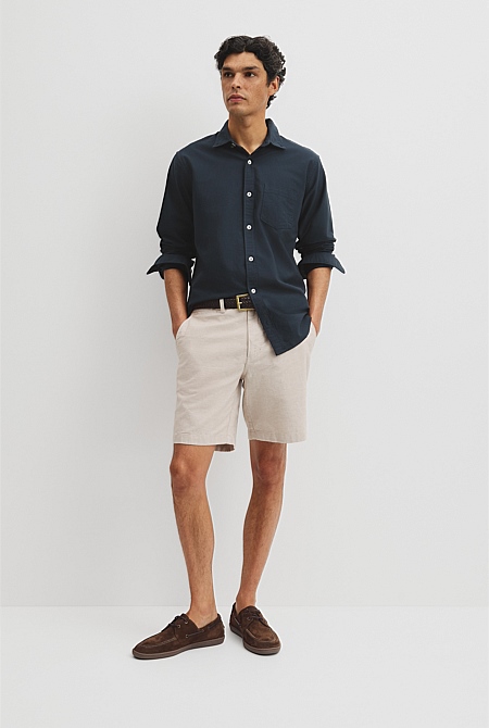 Cotton Linen Stretch Textured Short