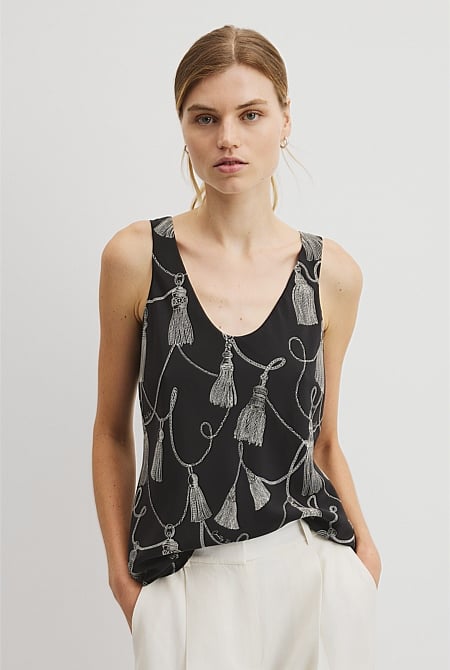 Print Scoop Neck Top