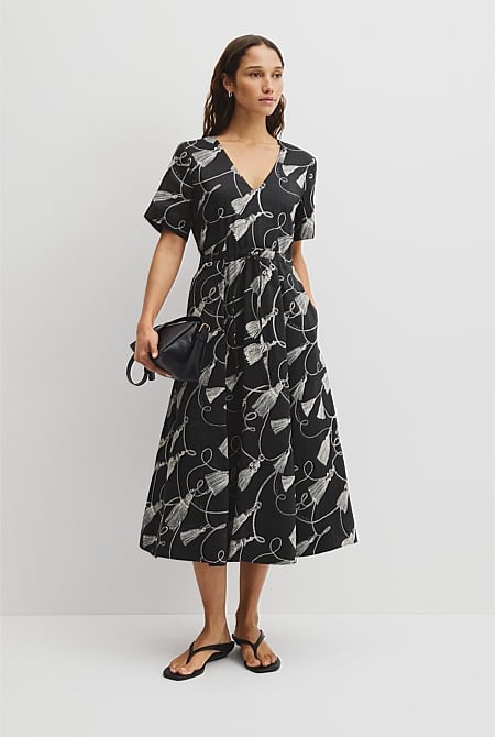 Print Cinched Waist Dress
