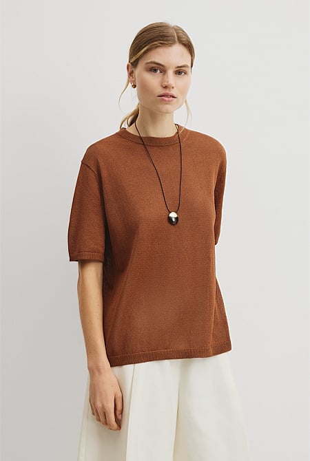 Fine Mesh Knit T-Shirt