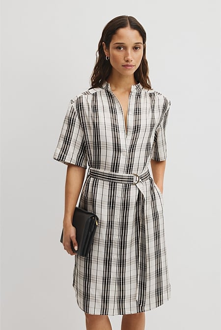 Check Silk Shirt Dress
