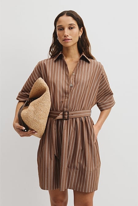 Belted Mini Shirt Dress
