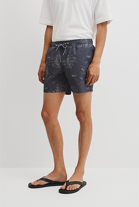 Coastline Print Swim Straight Short