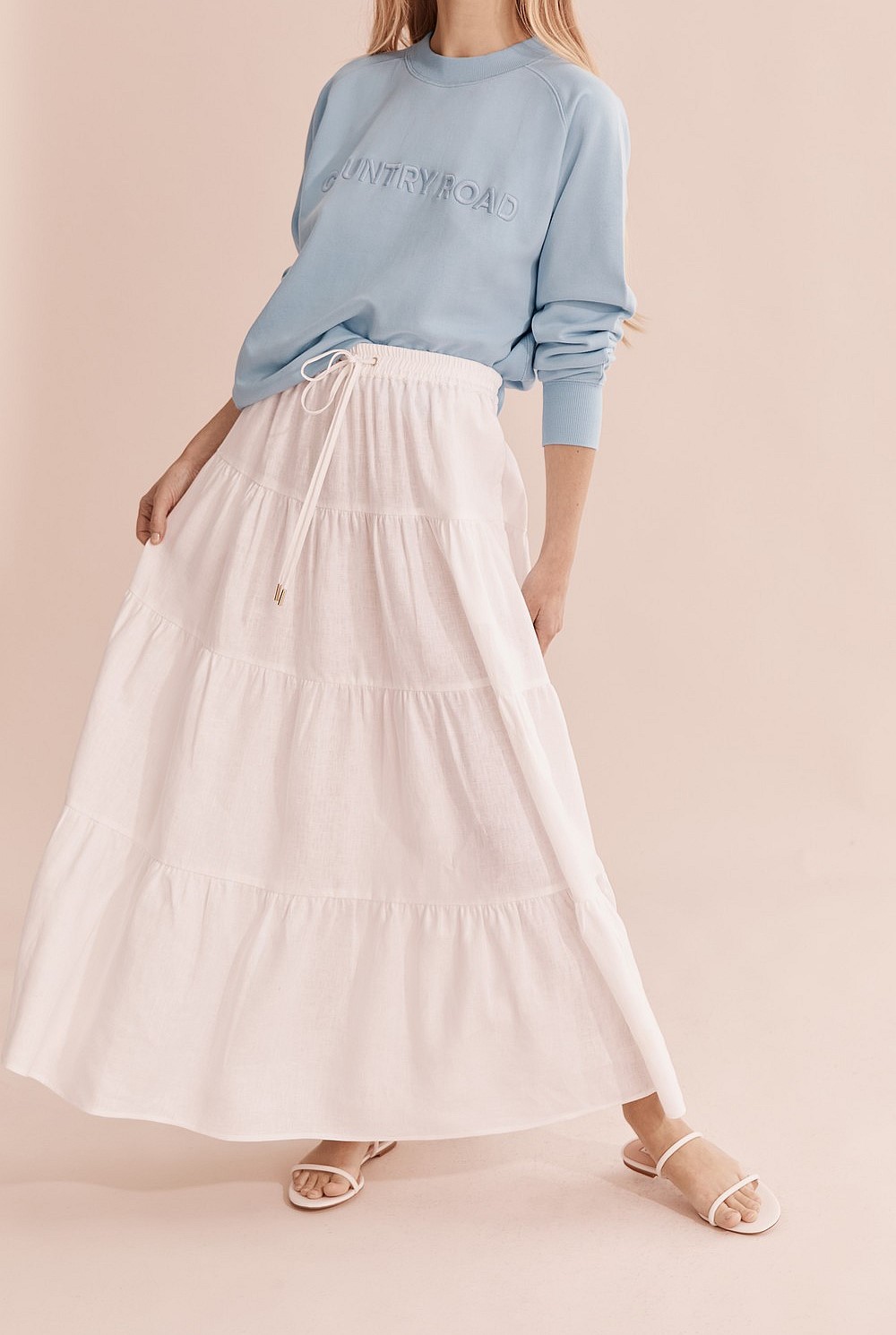Organically Grown Linen Tiered Maxi Skirt