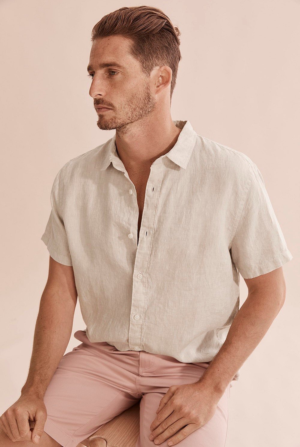 Regular Fit Organically Grown Linen Short Sleeve Shirt