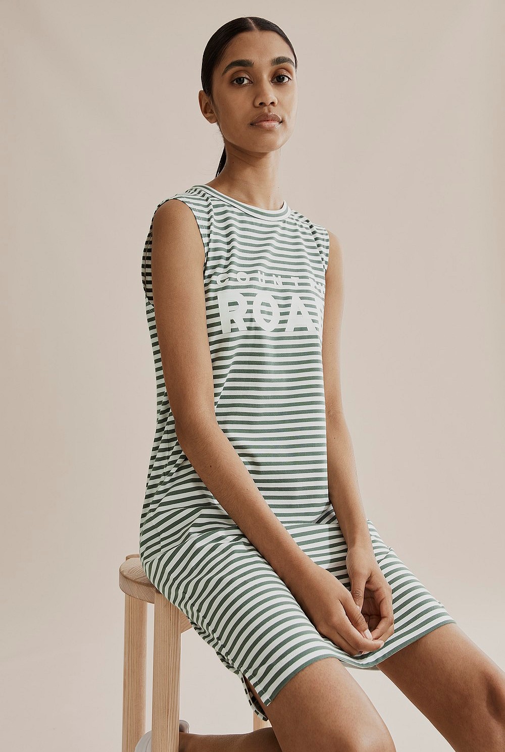 Verified Australian Cotton Stripe Modern Logo Tank Dress