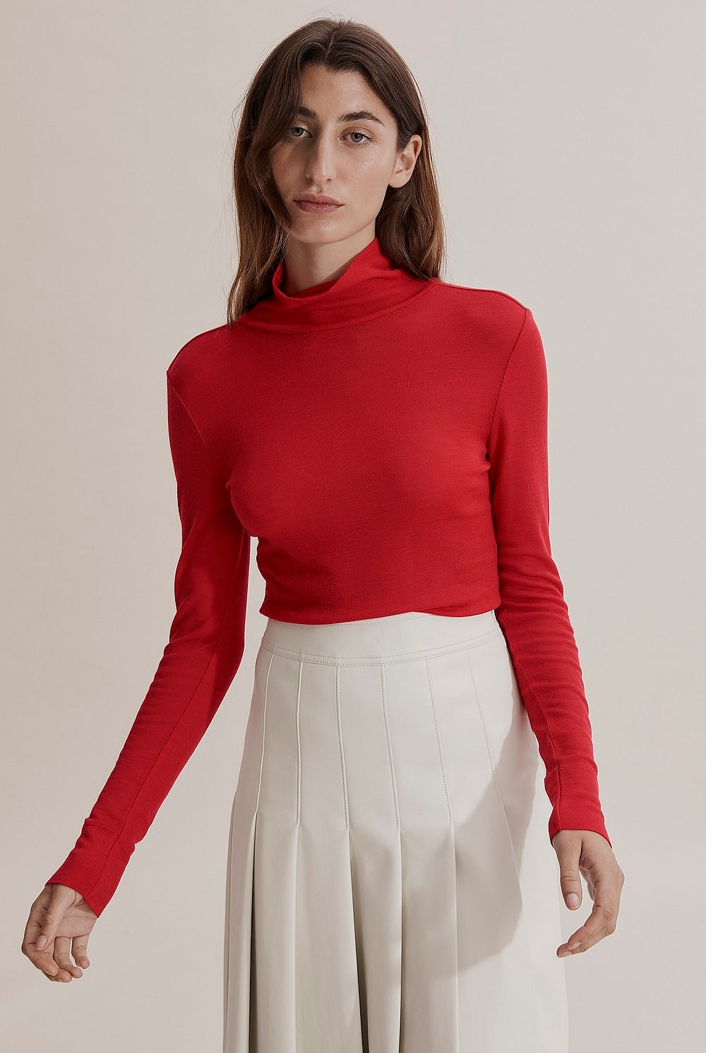 Lipstick Red Babywool Roll Neck Skivvy - Natural Fibres | Country Road