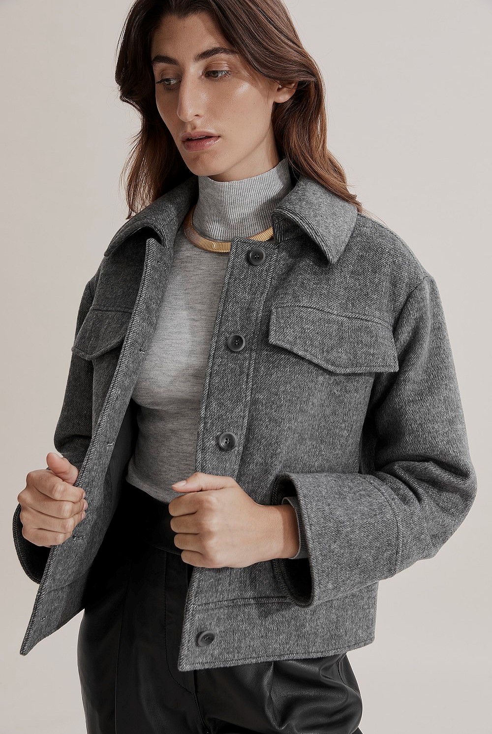 Twill Wool Boxy Jacket