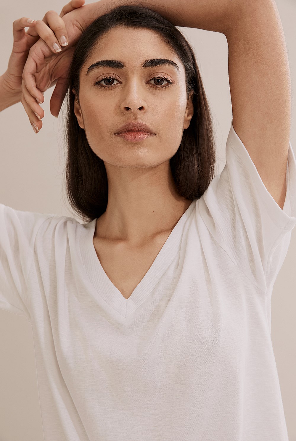 Deep V-Neck Cotton Modal T-Shirt