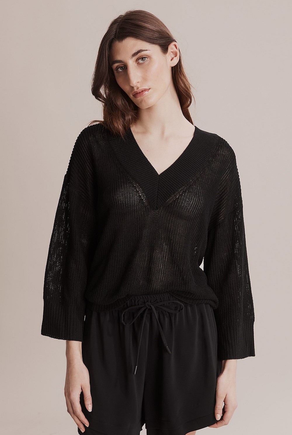 Mesh V-Neck Knit