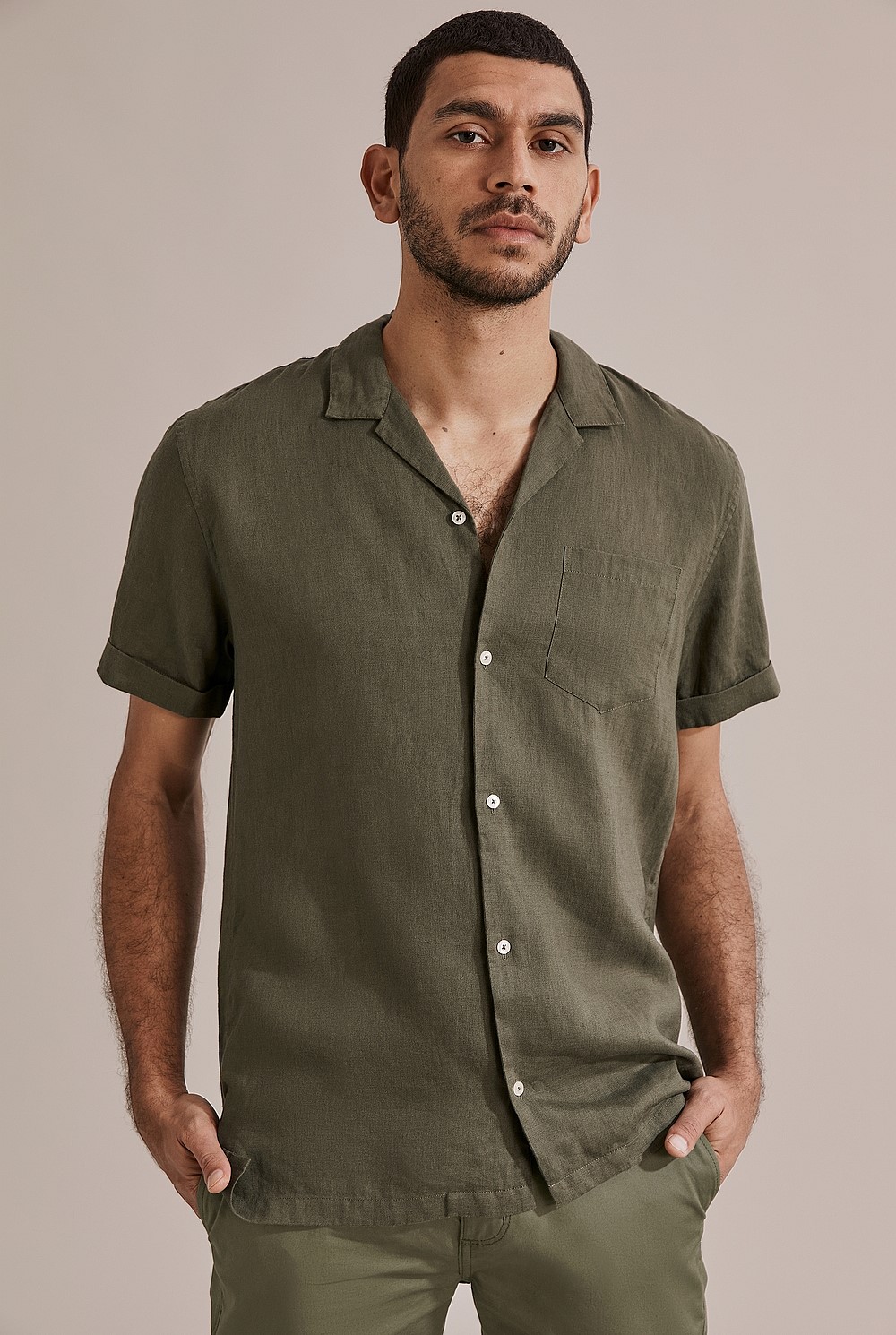 Regular Fit Revere Organically Grown Linen Shirt