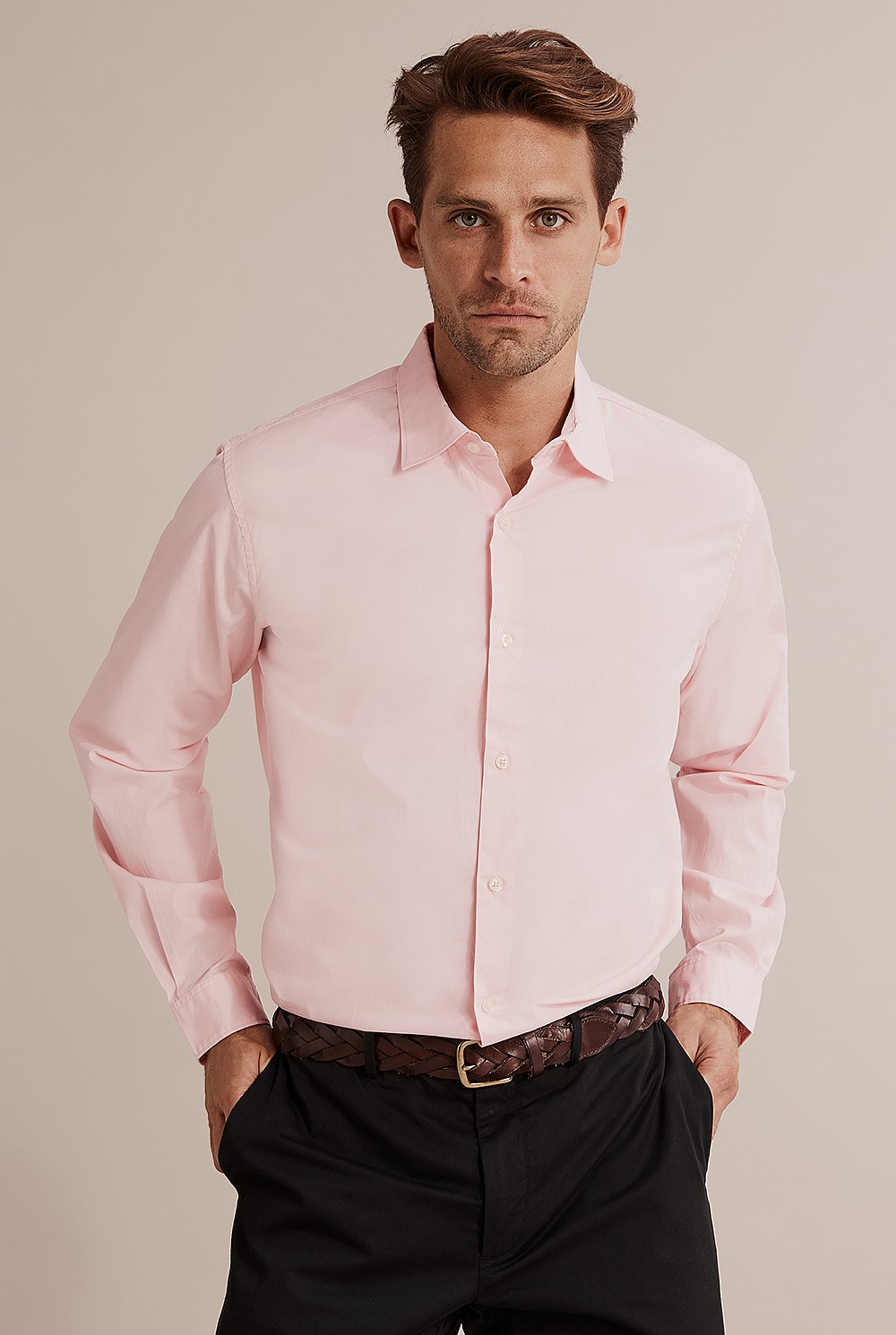 Regular Fit Stretch Poplin Shirt