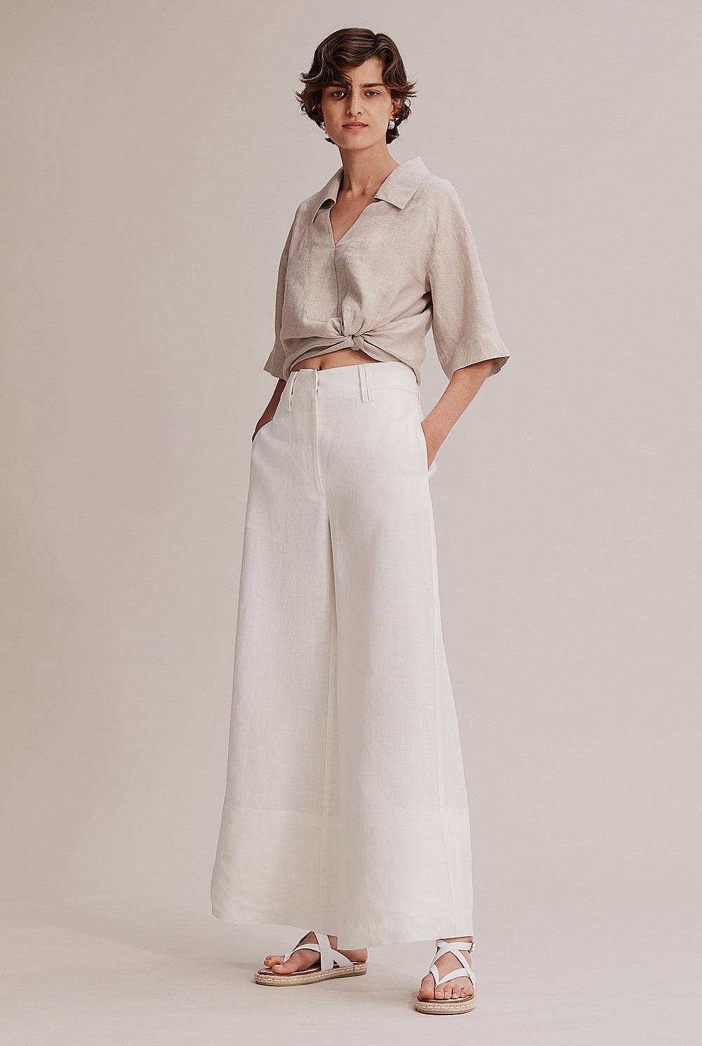 Organically Grown French Linen Wide Leg Pant