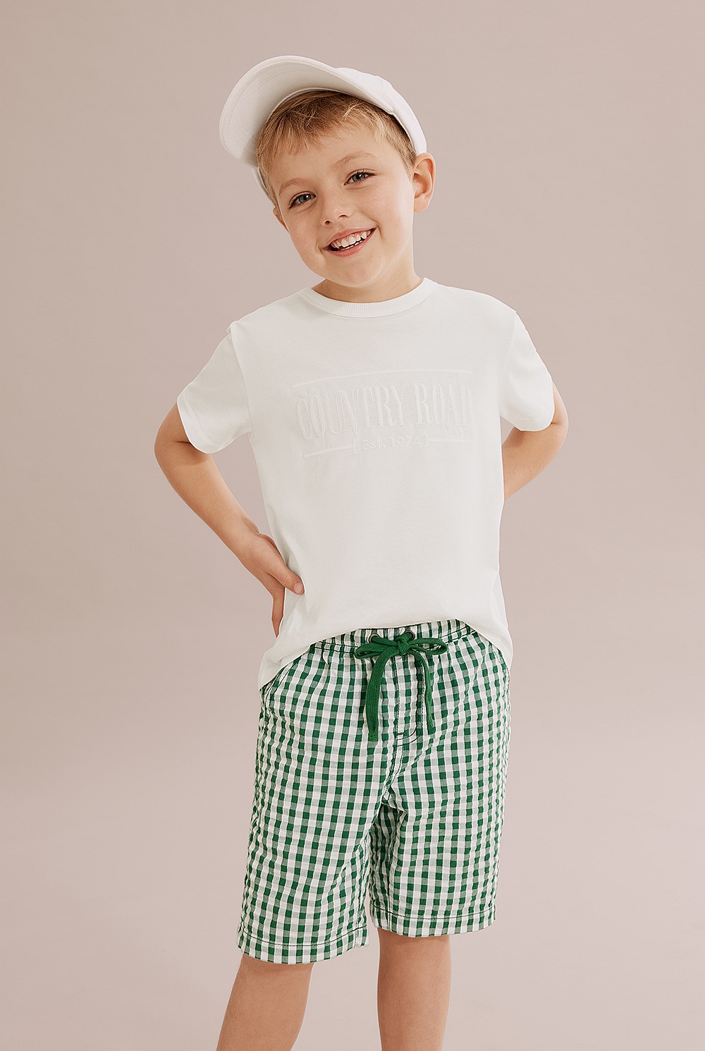 Cotton Blend Gingham Short