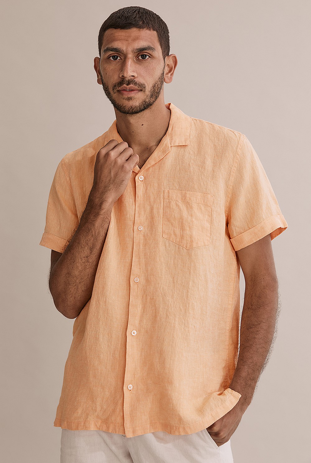 Regular Fit Organically Grown Revere Linen Shirt