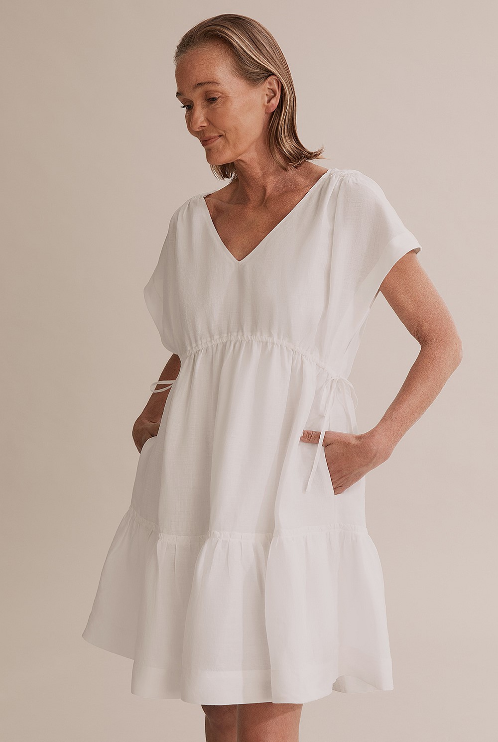 Ruched Tie Mini Dress