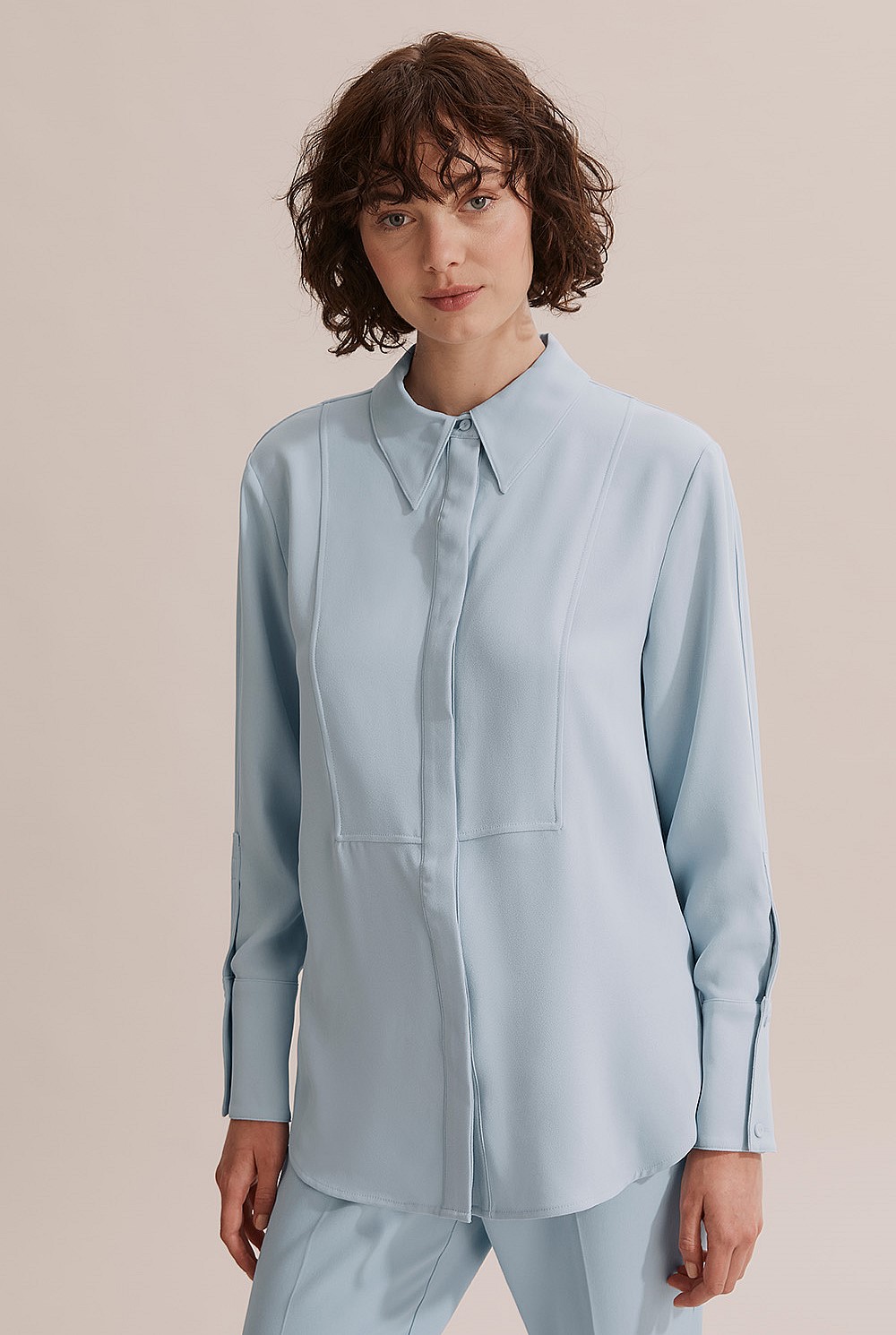 Longline Crepe Shirt