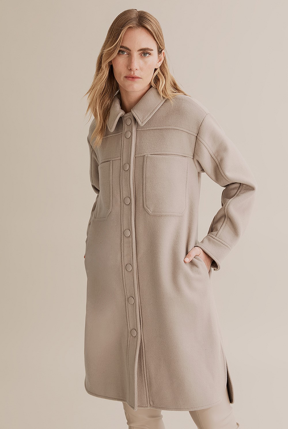 Wool Felt Shirt Dress
