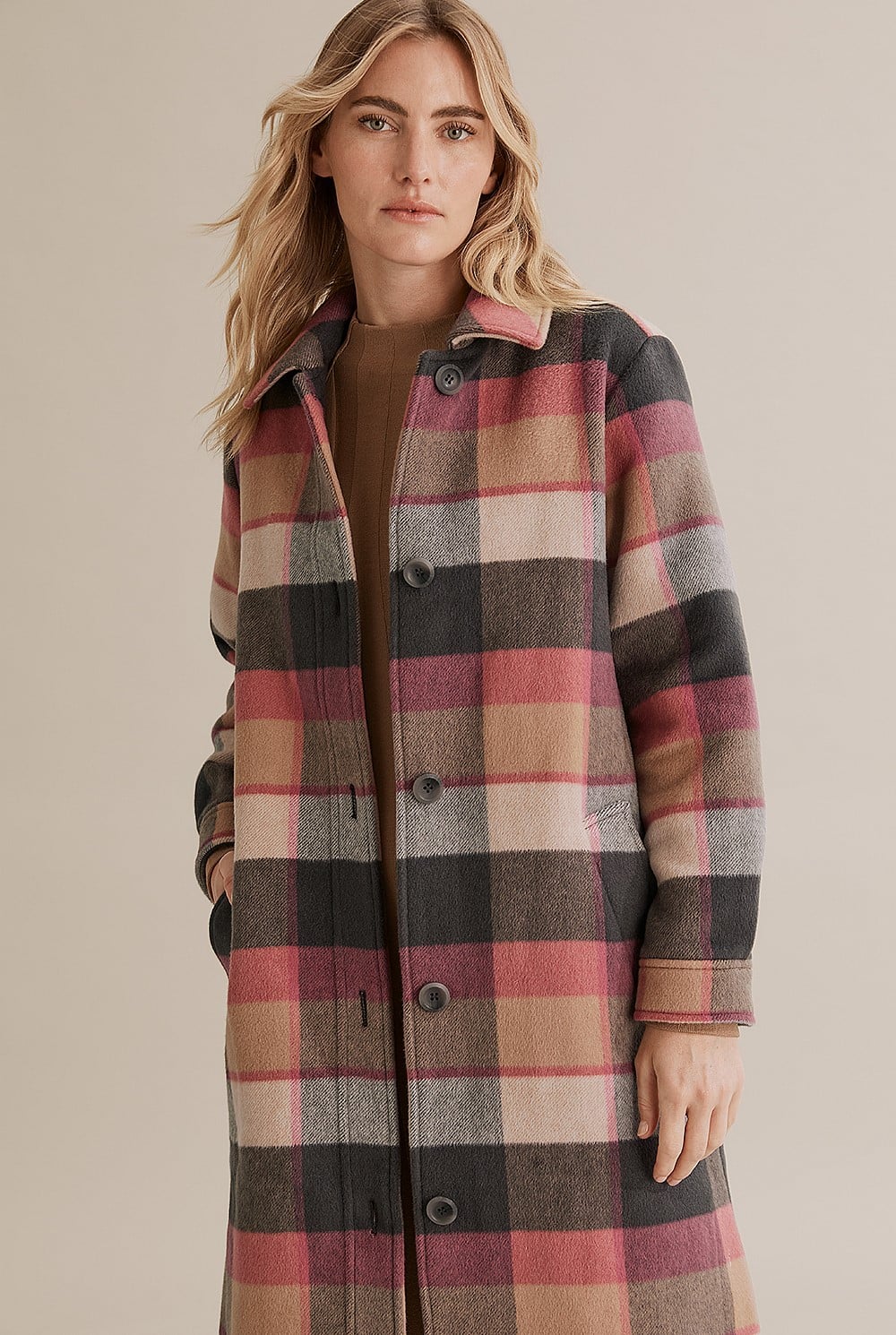 Longline Check Coat