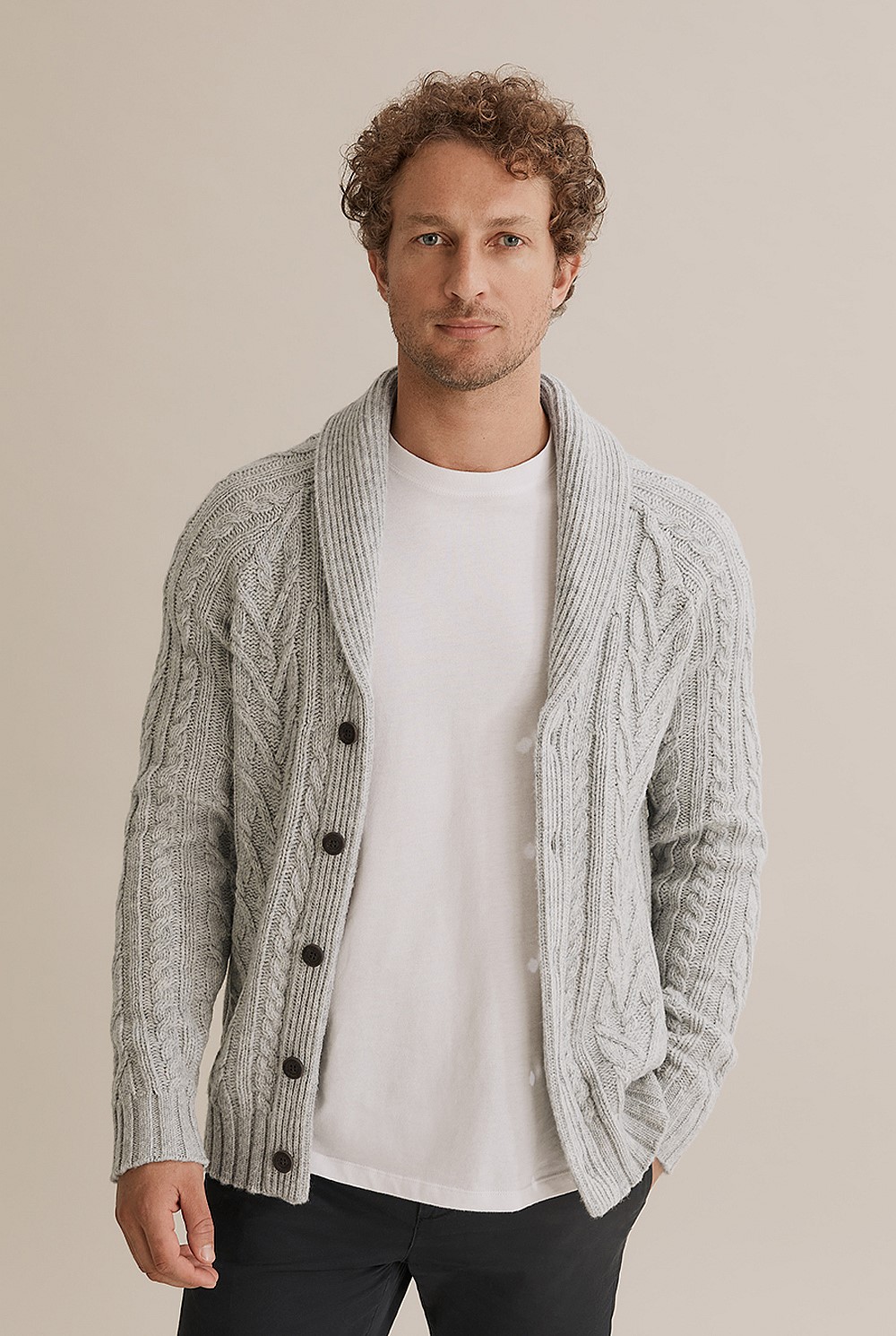 Lambswool Cable Shawl Cardigan