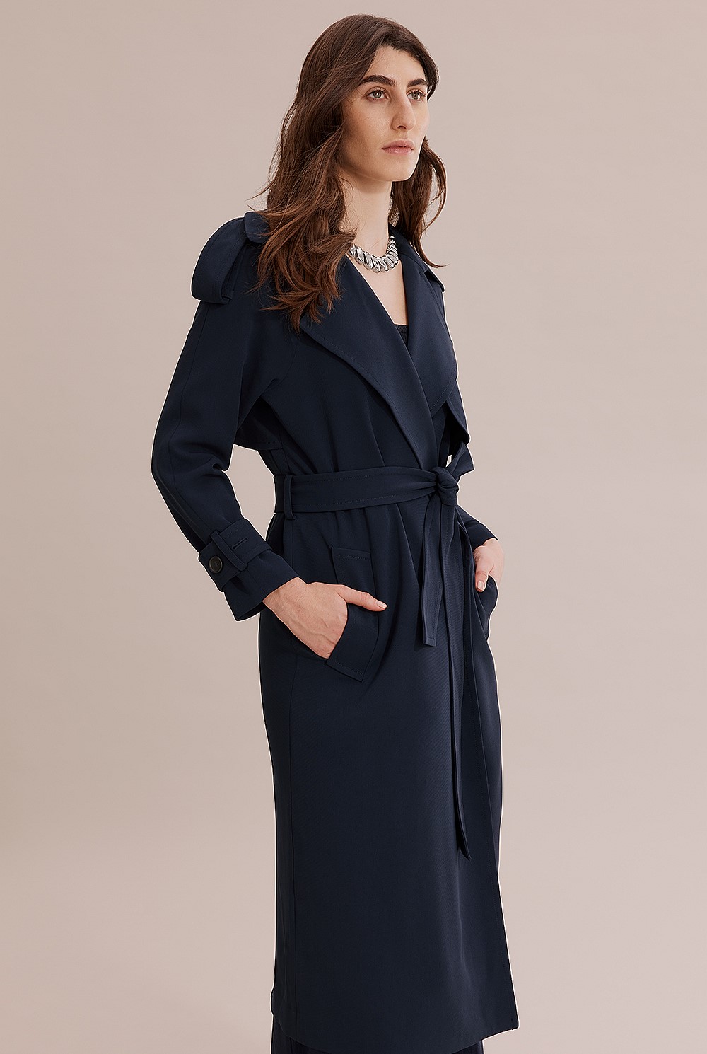 Button Detail Trench Coat