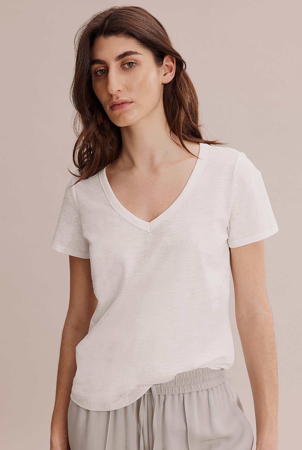 Australian Cotton Slub V-Neck T-Shirt