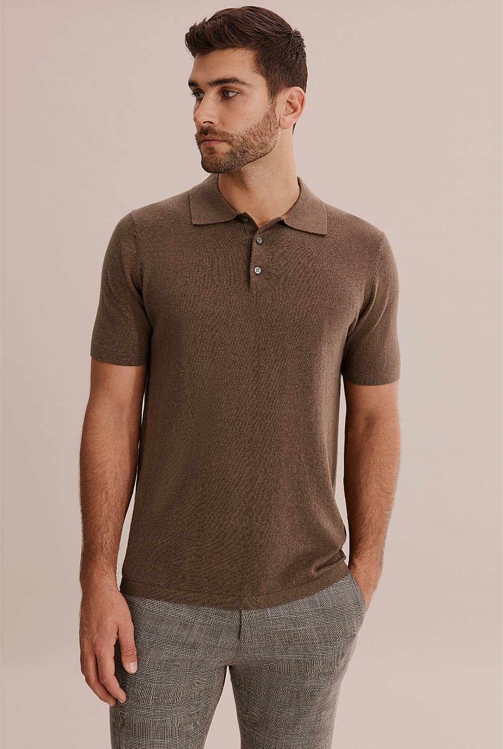 Cotton Linen Knit Polo