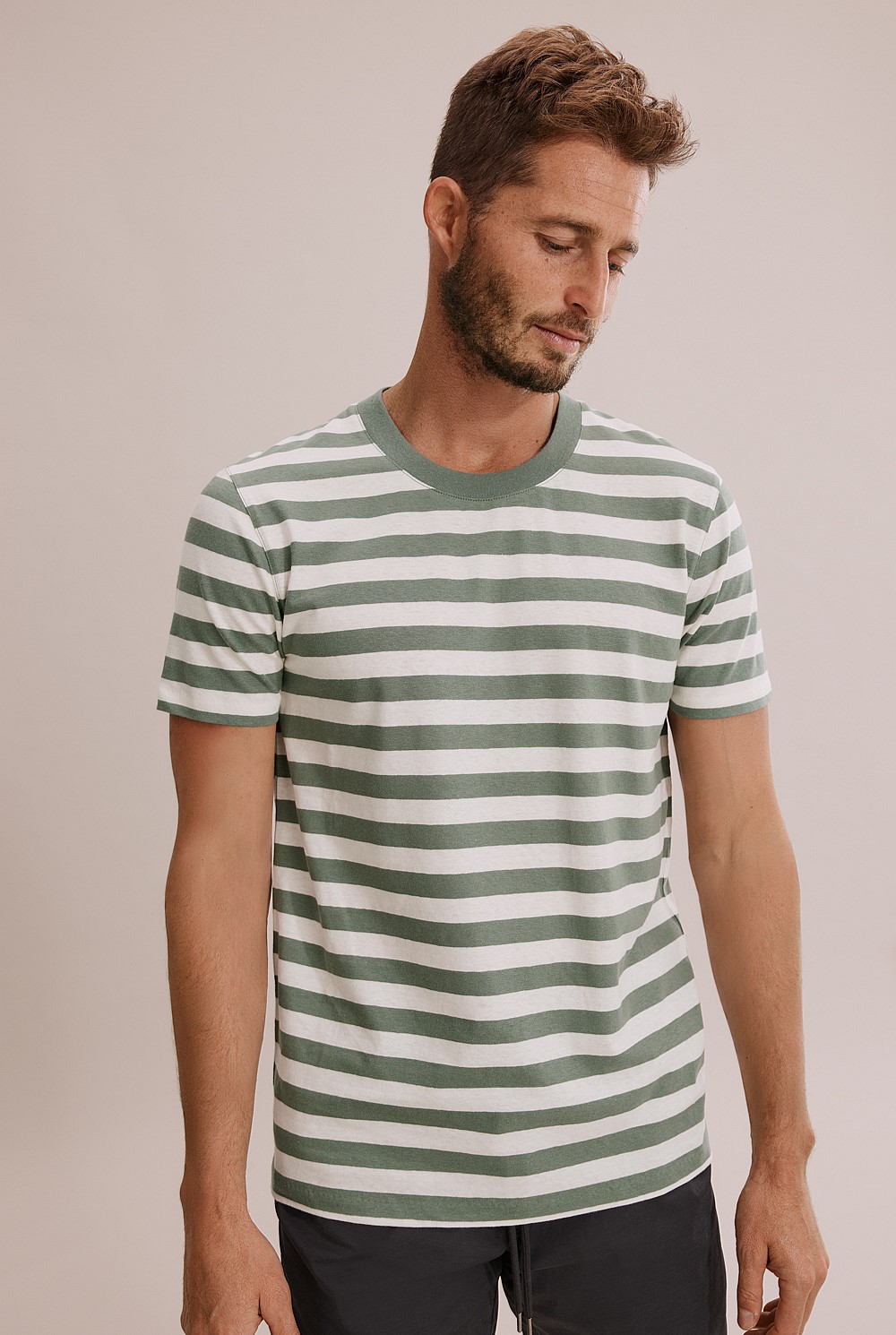 Cotton Linen Stripe T-Shirt