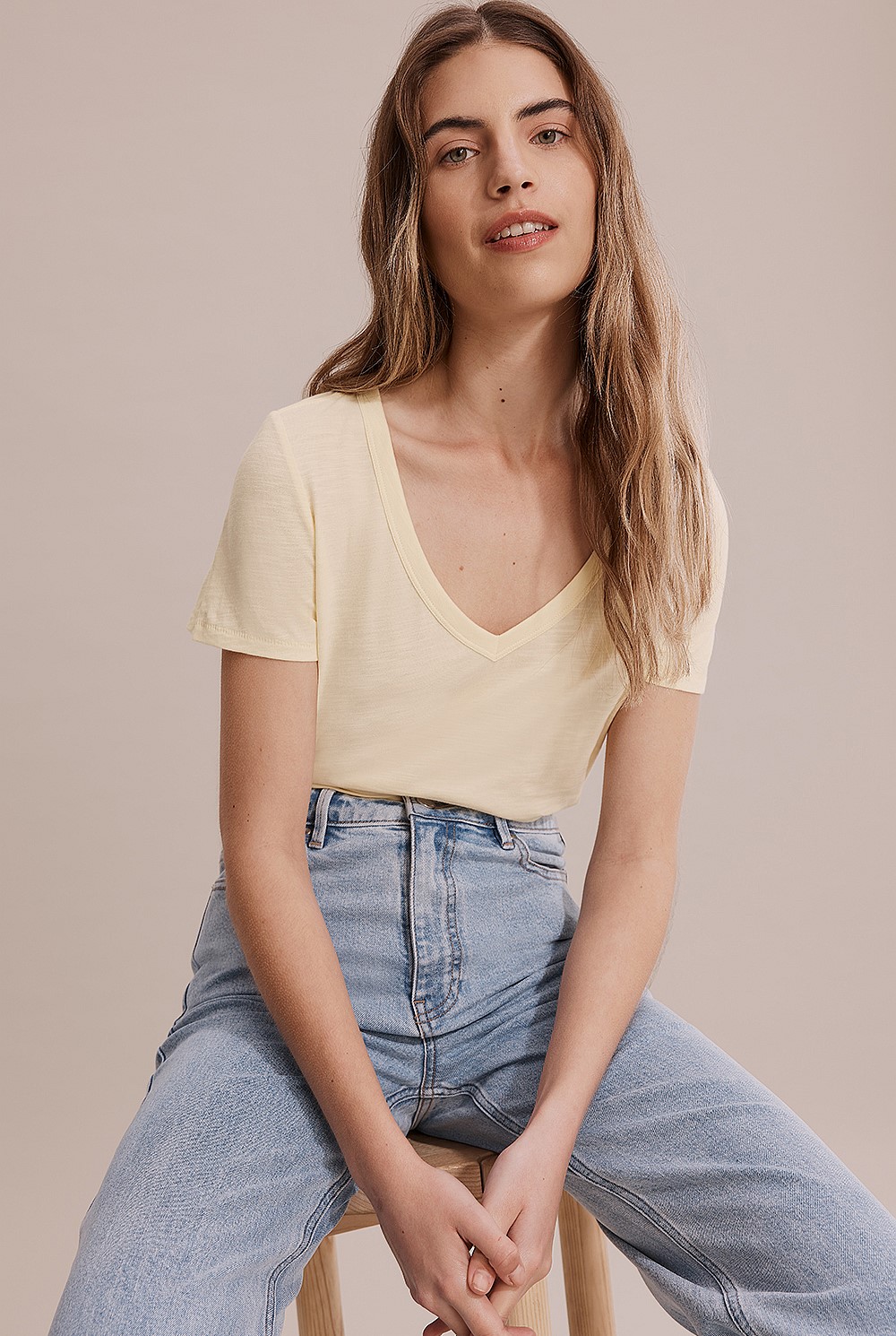 Australian Cotton Slub V-Neck T-Shirt