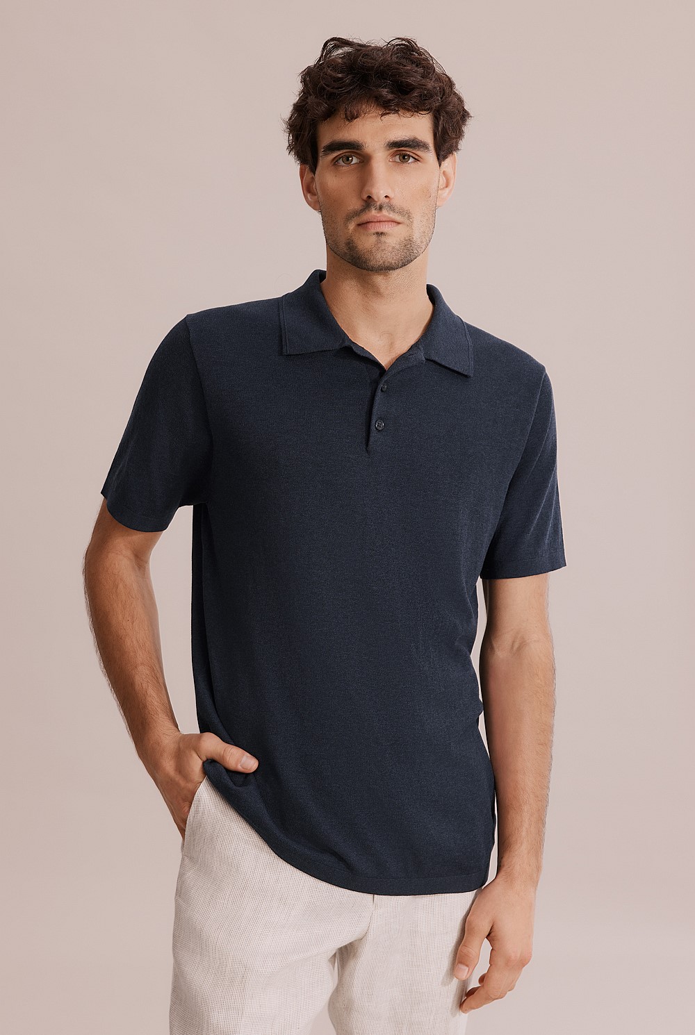 Cotton Silk Knit Polo